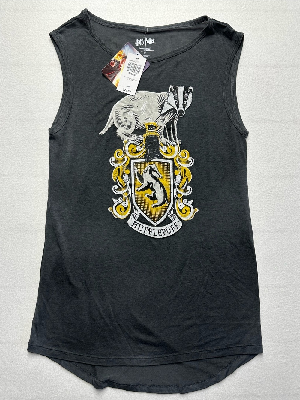 Harry Potter Hufflepuff Black Sleeveless Small Graphic Tank Top